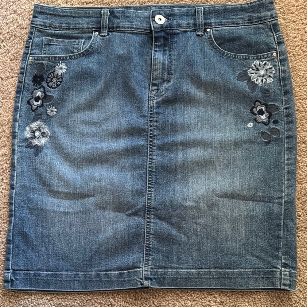 Style & Co. Blue Embellished Pencil Skirt